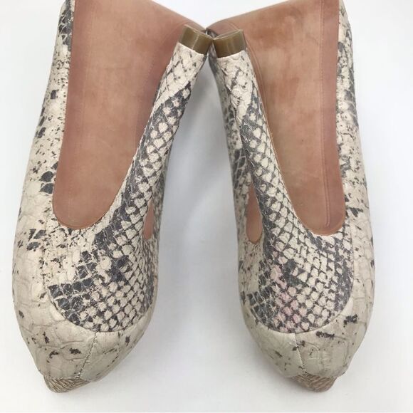 Sam Edelman CELIA Cream Snake Print Leather Pointed Toe High Heel Pumps Like New - Picture 13 of 15